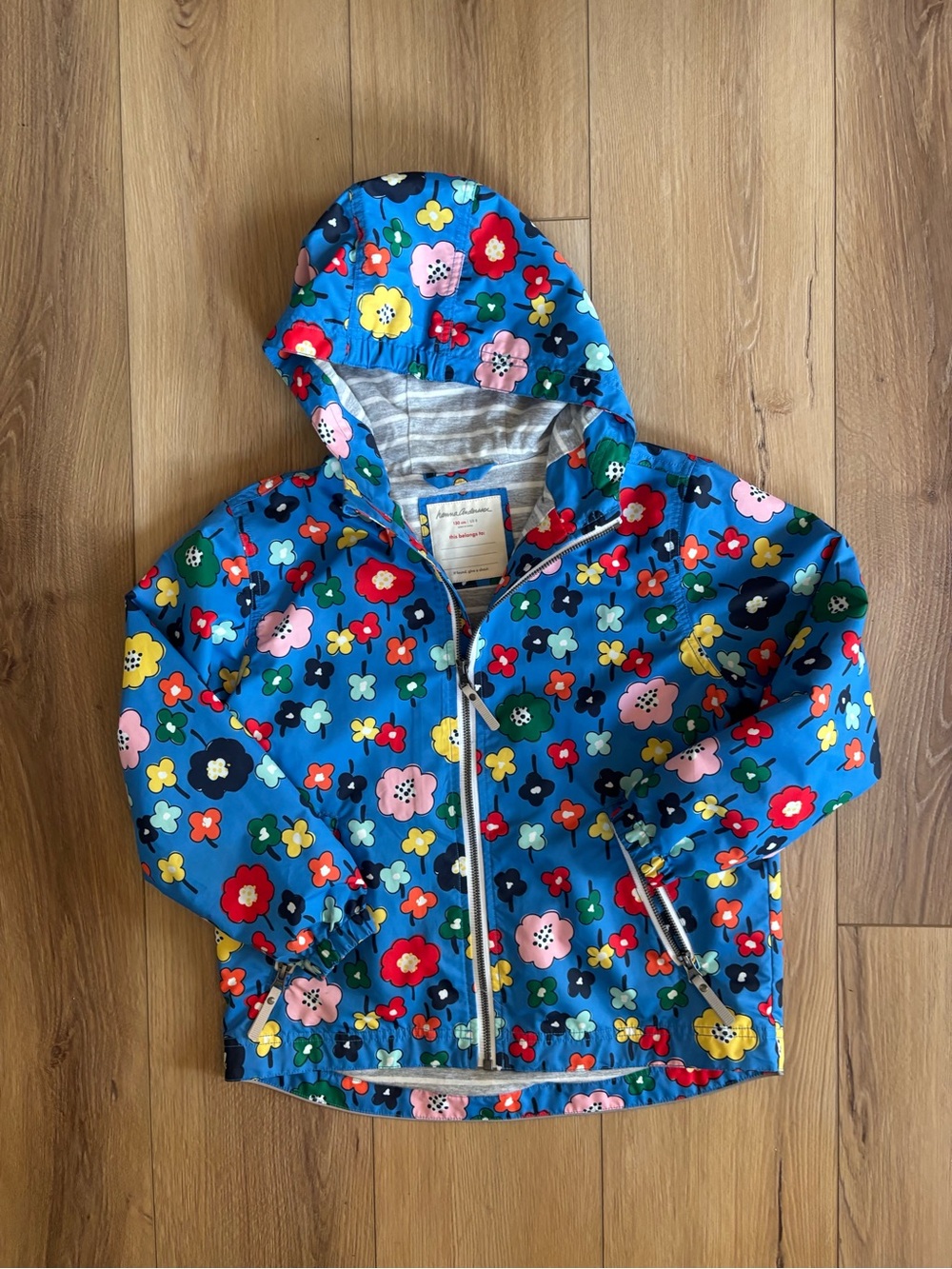 Hanna Andersson Bright Blue Floral Hooded Raincoat - 8
